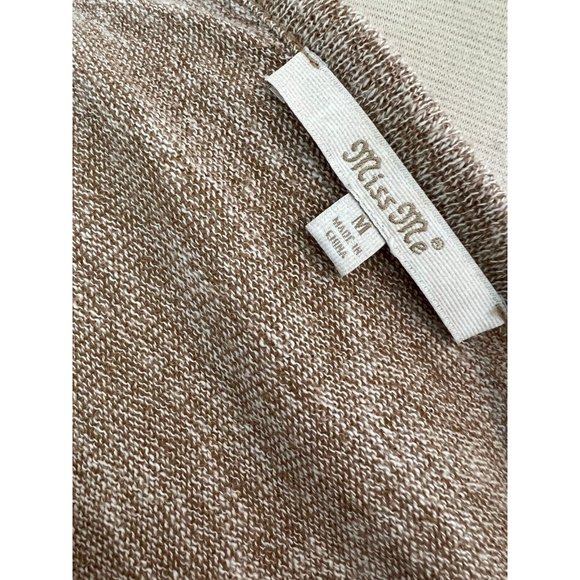 Miss Me‎ Knit Sweater Western Medium Beige Sequin Metallic Cowgirl Studded - Picture 2 of 8